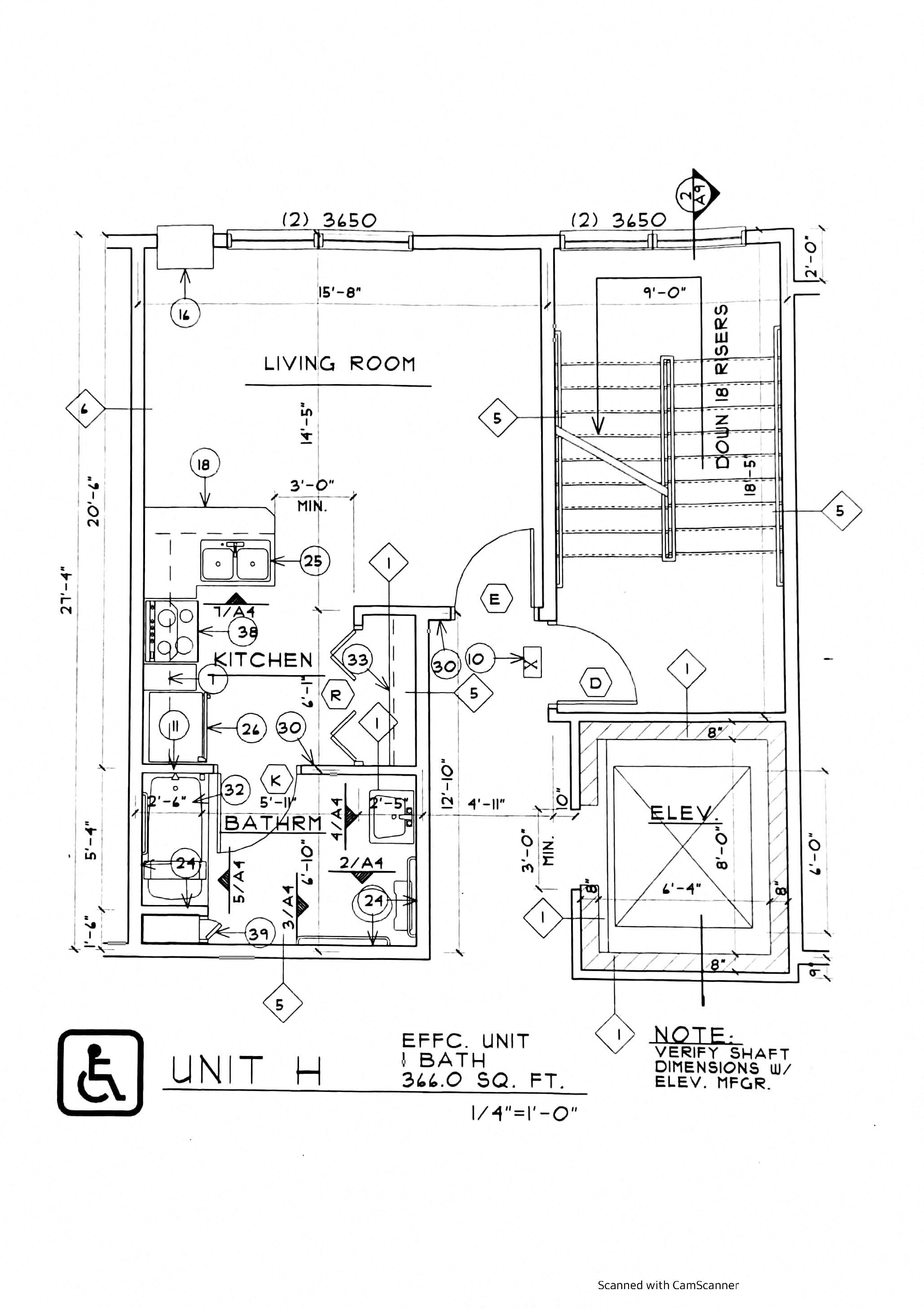 Floor plan for studio, 1 bath, 345 sqft